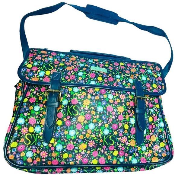 KEN SCOTT Italy Circa 1980s Retro Floral Weekender Convertible Crossbody Duffle - Picture 1 of 15